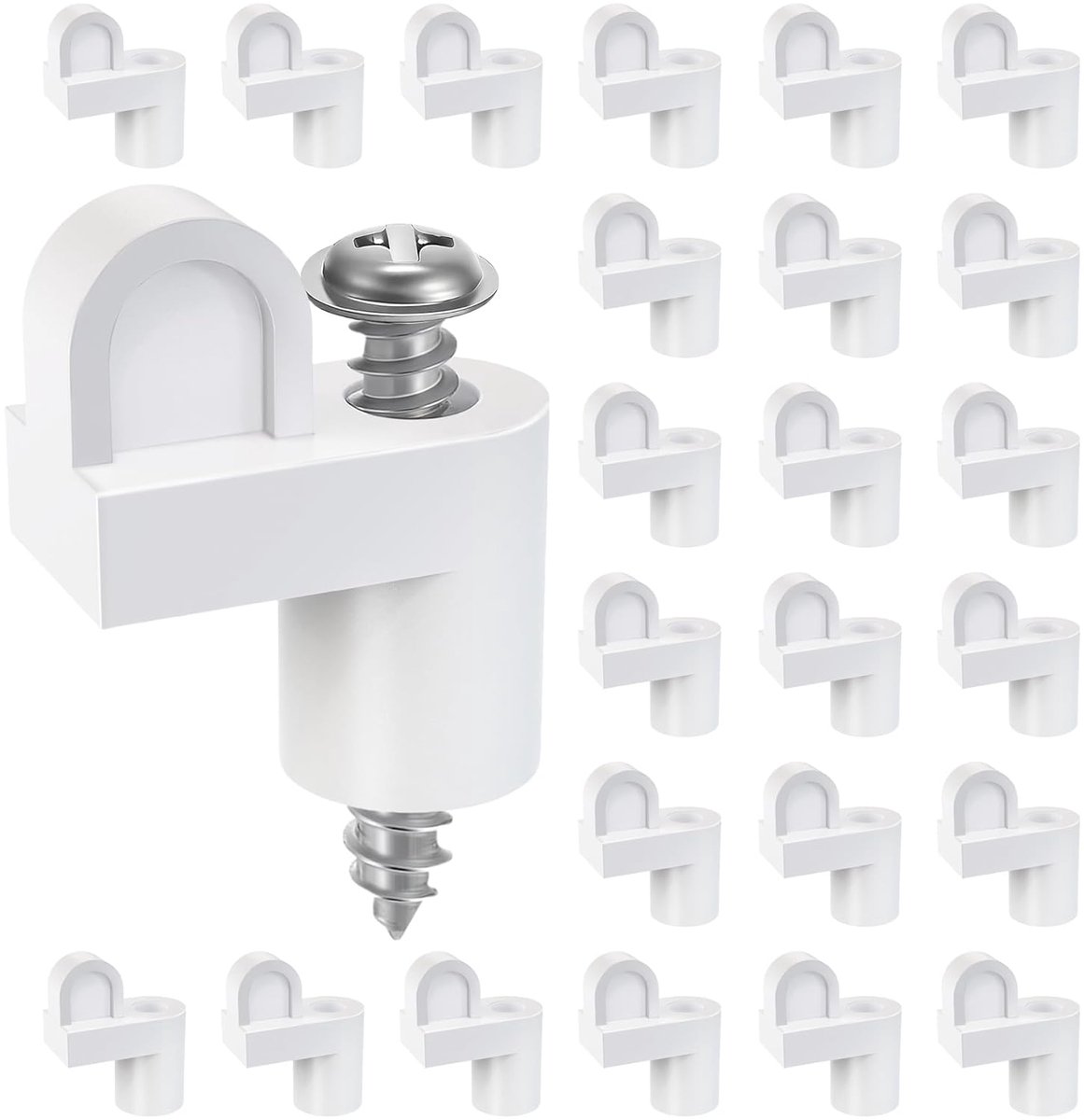 Oneay 3/8 inch raamhorclips met schroeven (24 stuks), winddichte raamhorclips, gebruikt voor het bevestigen van raamhorren, hordeurclips, bevestigingsclips voor raamhorren, wit.