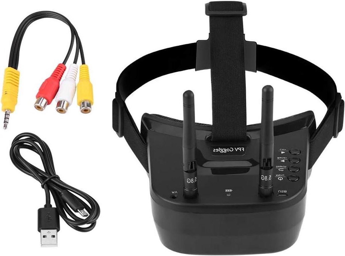 FPV Bril - Video Headset Drone - Drone Racing - 40 Kanaals Ontvangst - 3 inch Scherm - Zwart