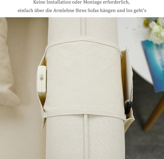 Armleuning-organizer voor bank, stoel, bed, opbergtas, voor het opbergen van afstandsbedieningen, mobiele telefoons en pennen, wit — afbeelding 4