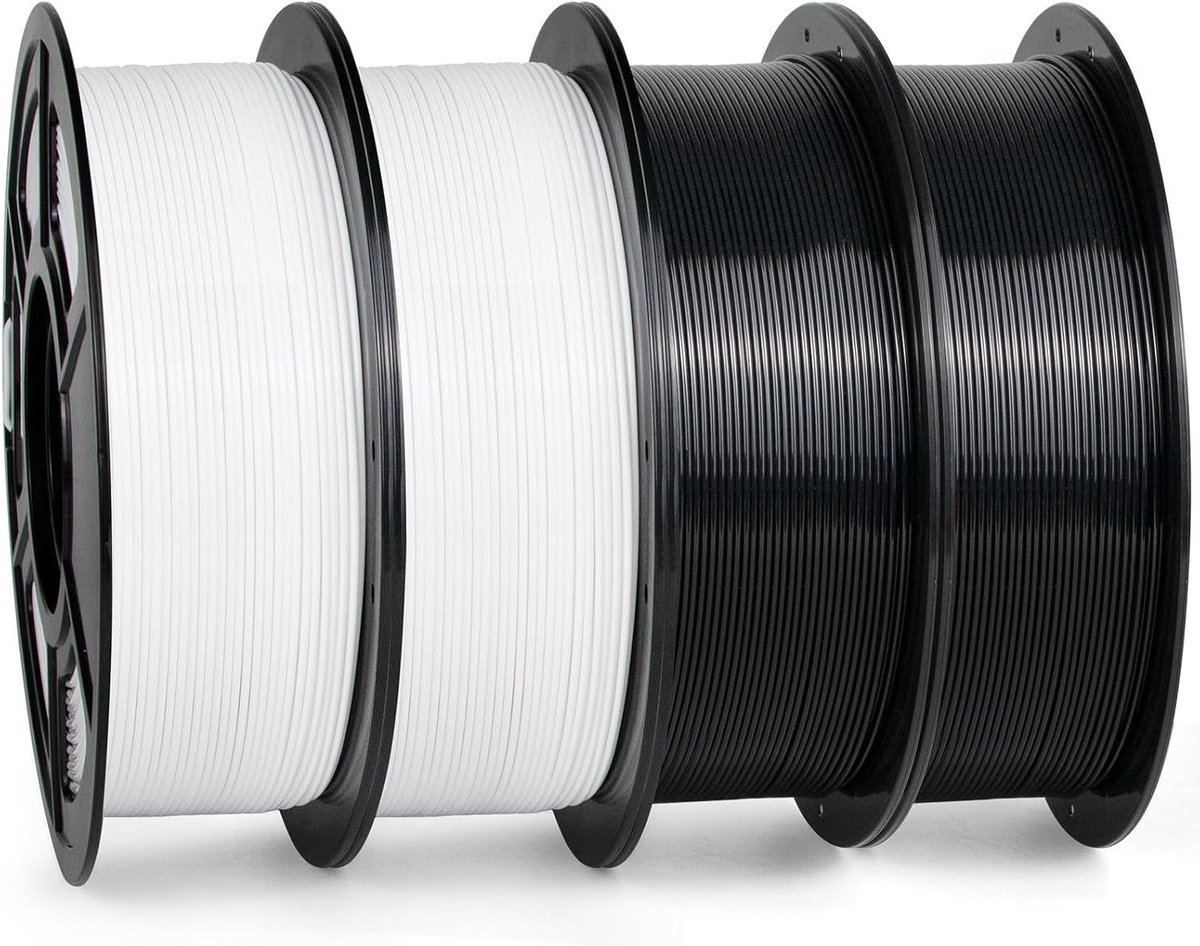 PETG Filament - 3D Printer Draad - 3D Printen - Mechanisch Anti-klit - 4KG Zwart/Wit - Zwart/Wit
