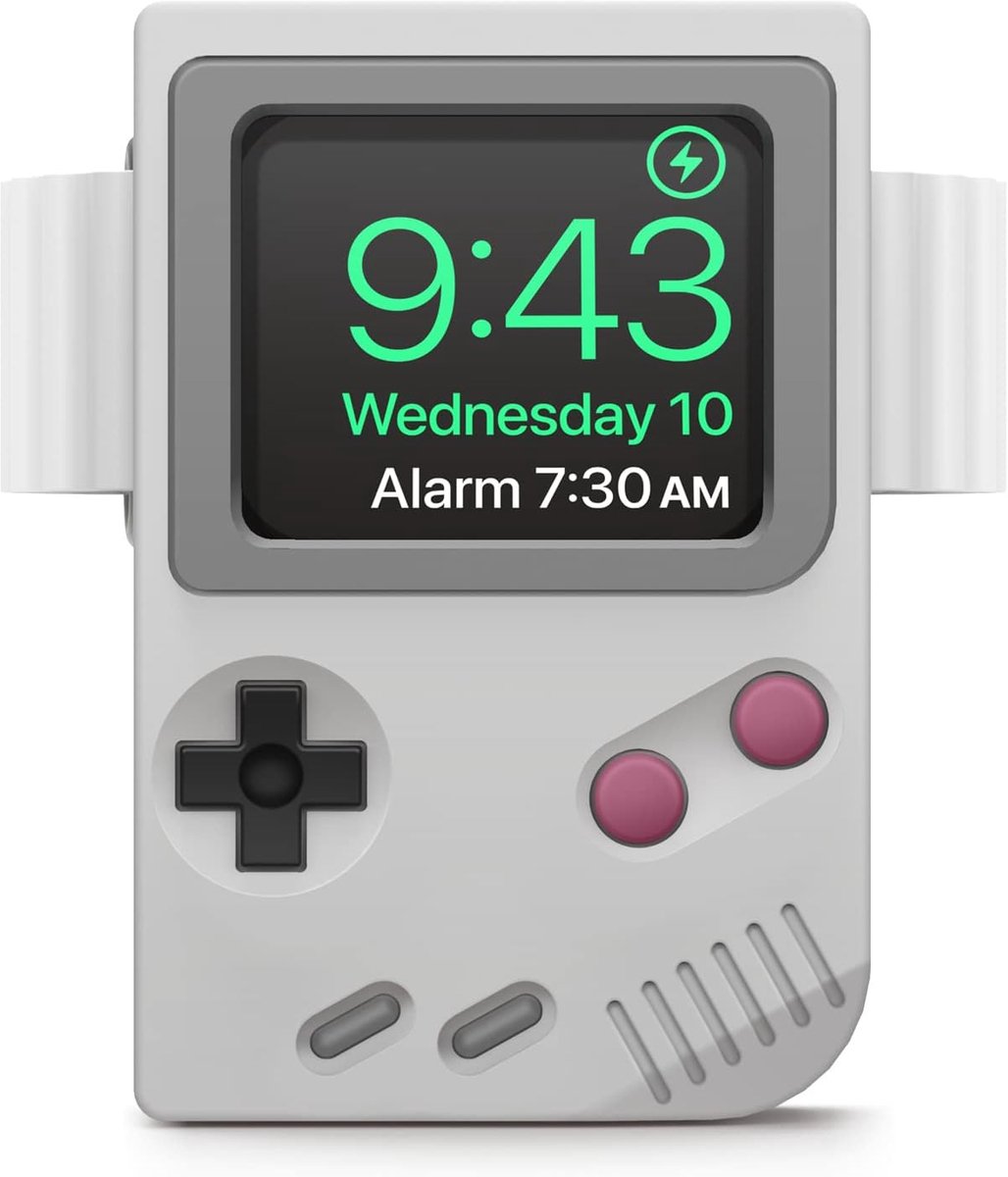 Stand geschikt voor Apple Watch Series Ultra3/Ultra2/Ultra,11/10/9/8/7/6/5/4/3/2/1,SE3/SE2/SE (49,46,45,44,42mm) - Klassiek Spelconsole Ontwerp, Nachtstand Modus Compatibel (Lichtgrijze)