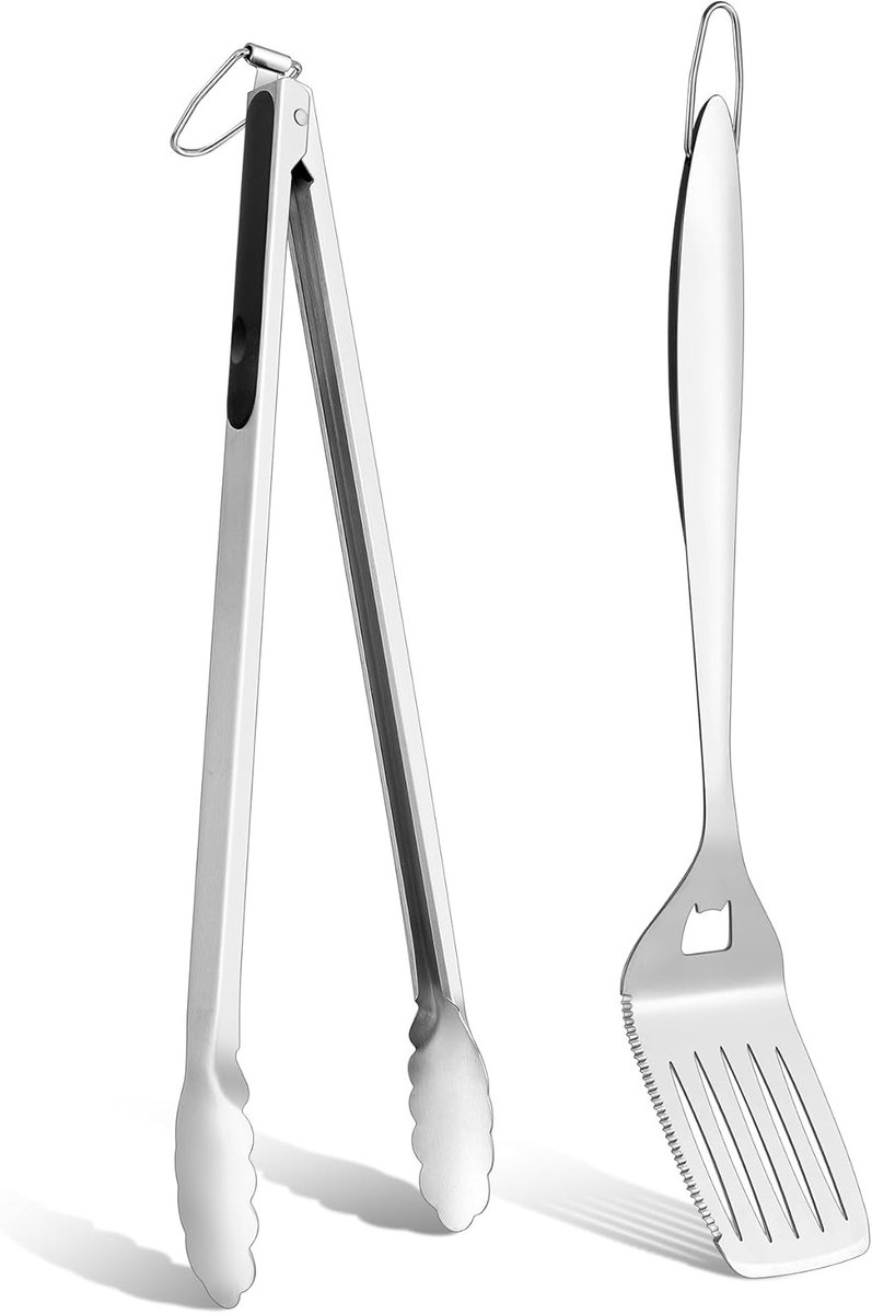 Grillset met tangen en spatel voor perfecte barbecue-ervaring, 2-delige set