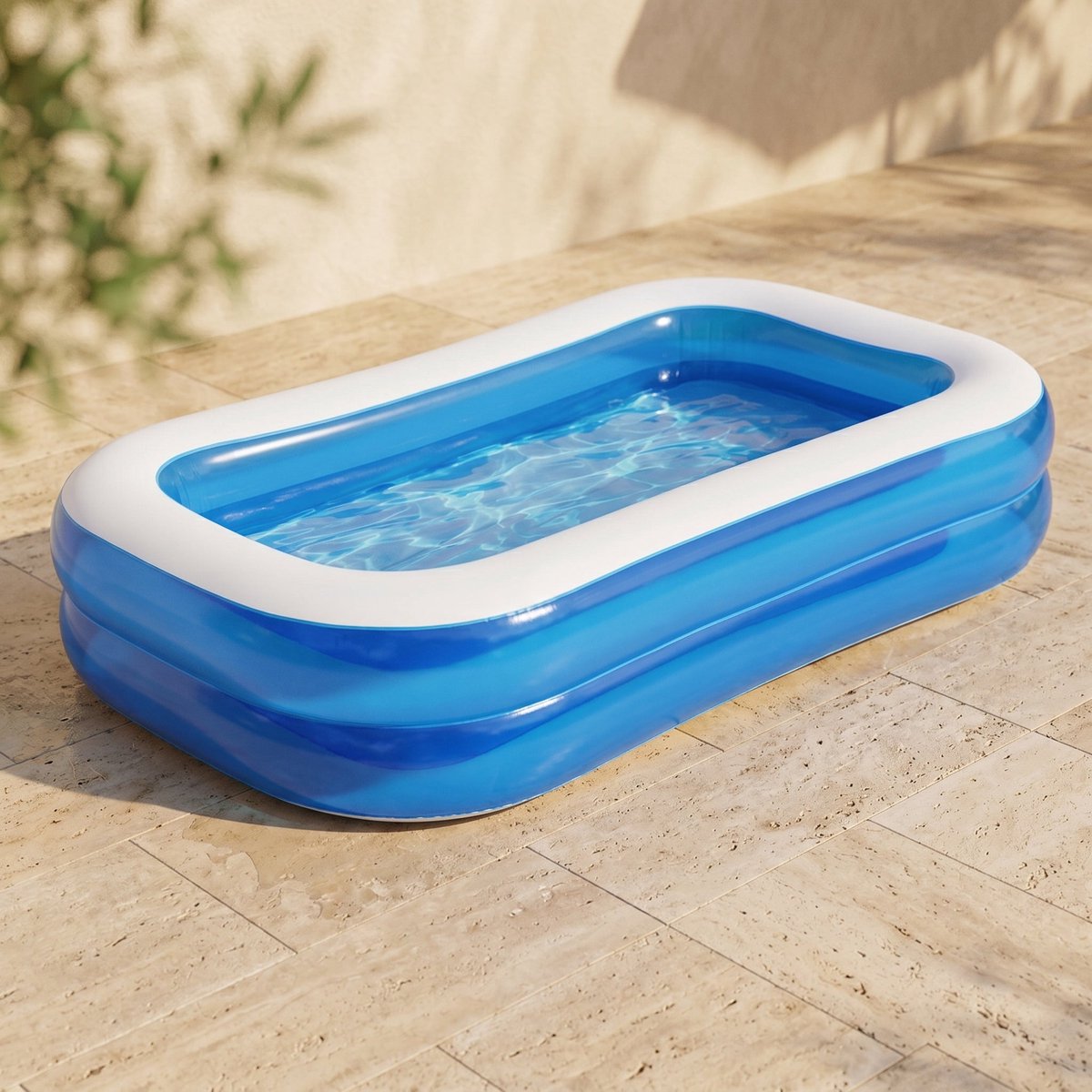 Lomera Opblaaszwembad - Familiezwembad - Tuinzwembad - Kinderzwembad - Zwembadje - Rechthoekig - Opblaasbaar - Bovengronds - Met Pomp - 2 Ringen - Voor Familie - Voor Tuin - Voor Kinderen - Voor Zomer