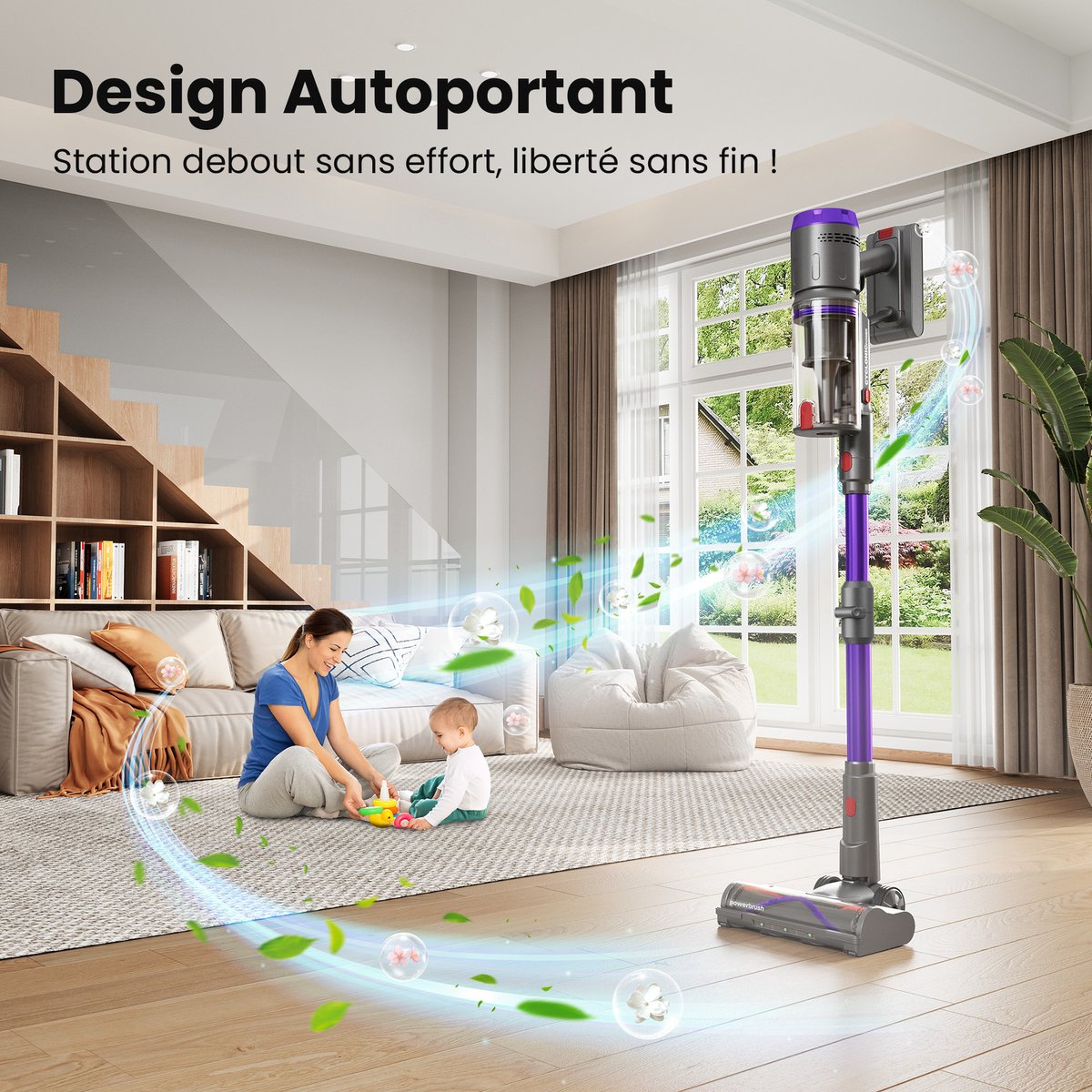 Draadloze Stofzuiger Met Flexibele Slang Van 1 M, Zuigkracht Van 58 Kpa En Gebruiksduur Van 75 Minuten, 2-In-1 Dierenborstel, Led-Touchdisplay, Draadloze Handstofzuiger Voor Dierenharen, Draadloze Steelstofzuiger Voor Thuis En In De Auto – foto 5