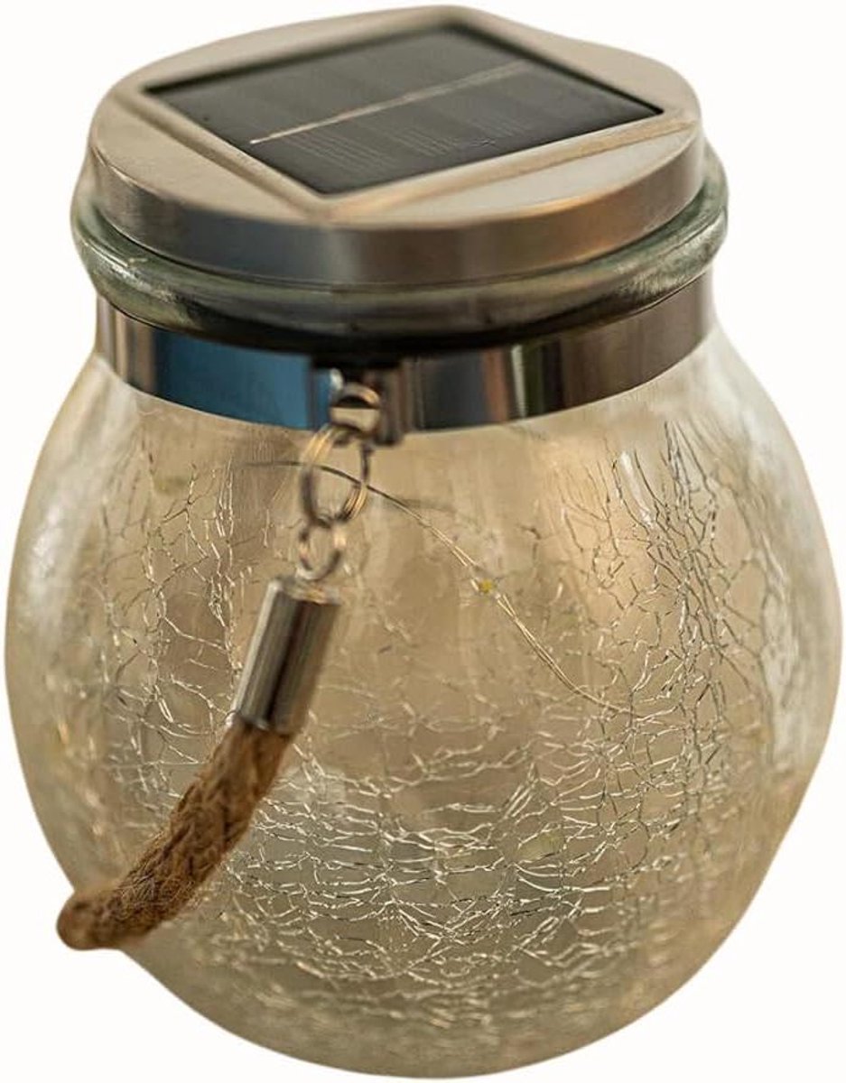 Zonne Lantaarn - Buitenverlichting Rotan - Tuindecoratie - Weerbestendig Waterdicht - 23.5x22.5cm - Beige