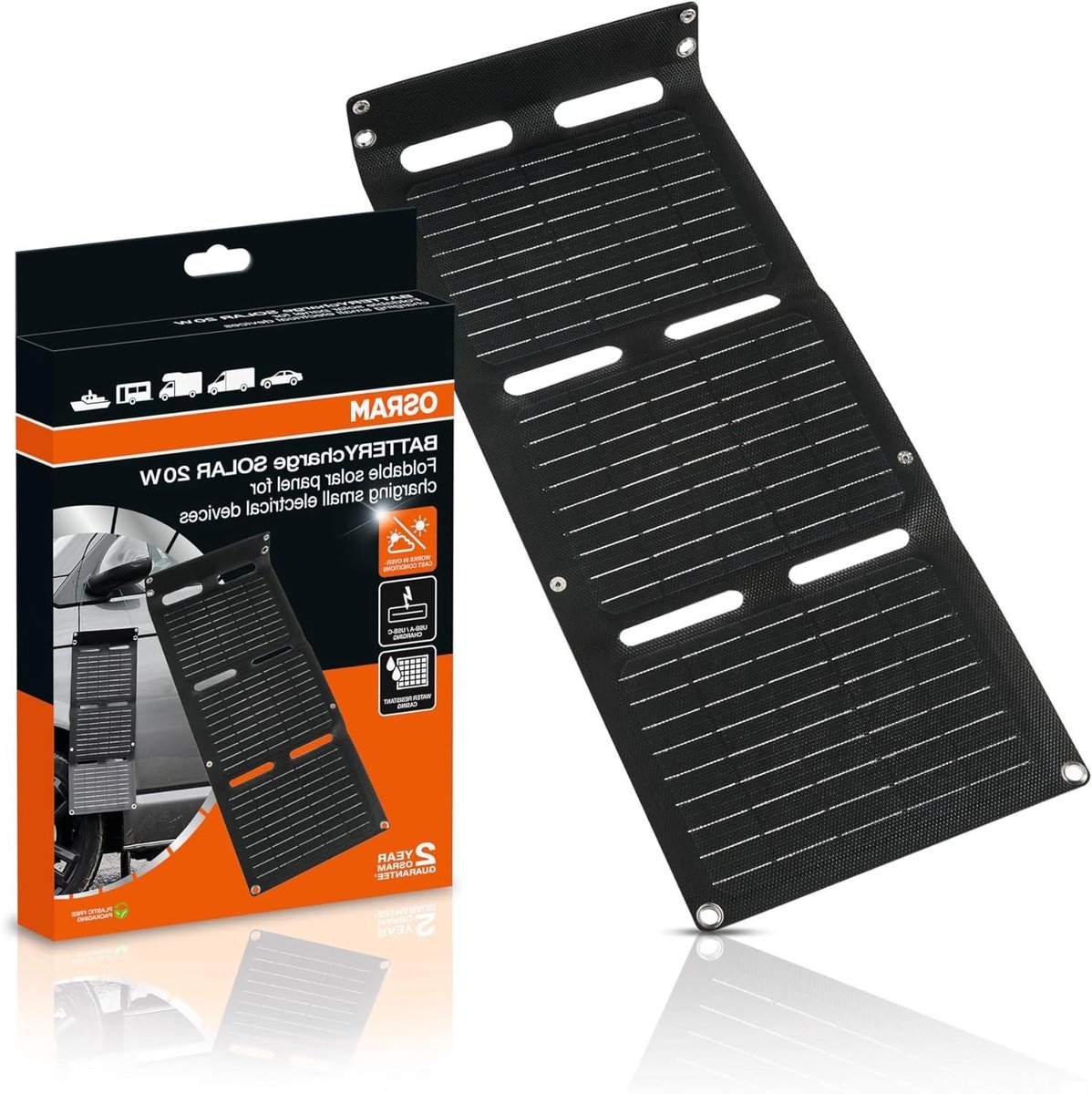 Zonnepaneel - Opvouwbaar Paneel - Apparaten Laden - 20W Vermogen - USB A & C - Zwart