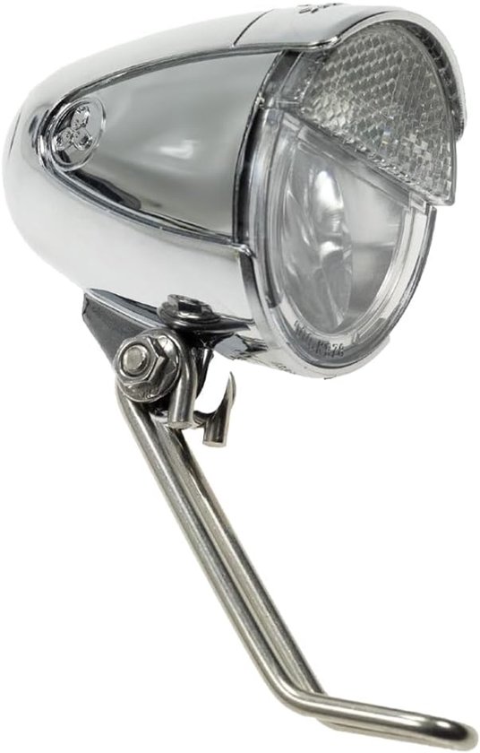 Fiets koplamp - Retro lamp - Veilig Fietsen - Met zijlicht - 15 lux - Chroom — afbeelding 3