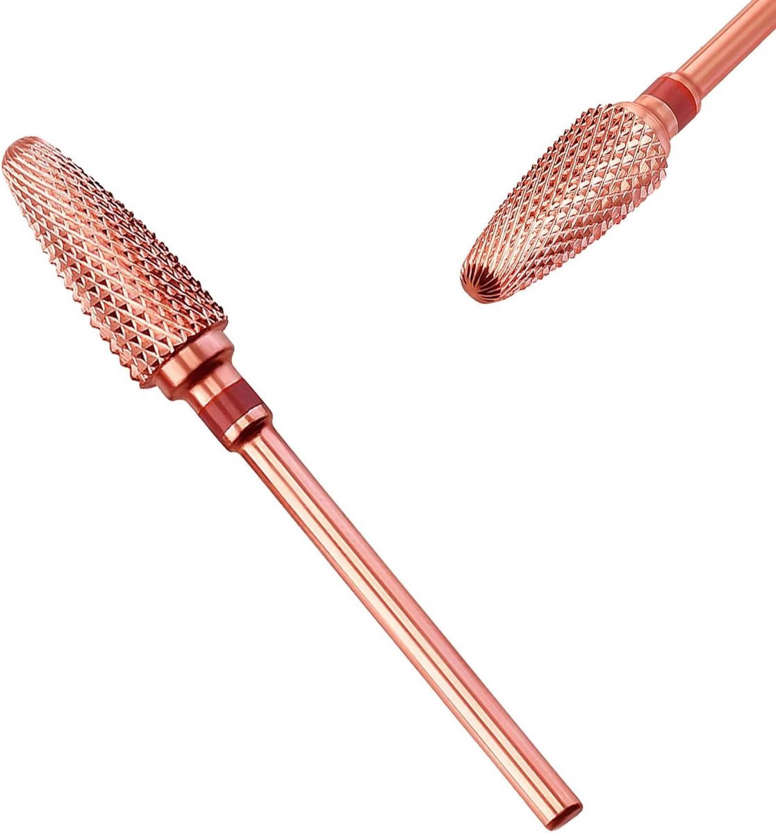Nagelfrees opzetstuk - Vlam bit - Nail design - Hardmetalen fijn tot extra grof - 235 mm schacht - Roségoud