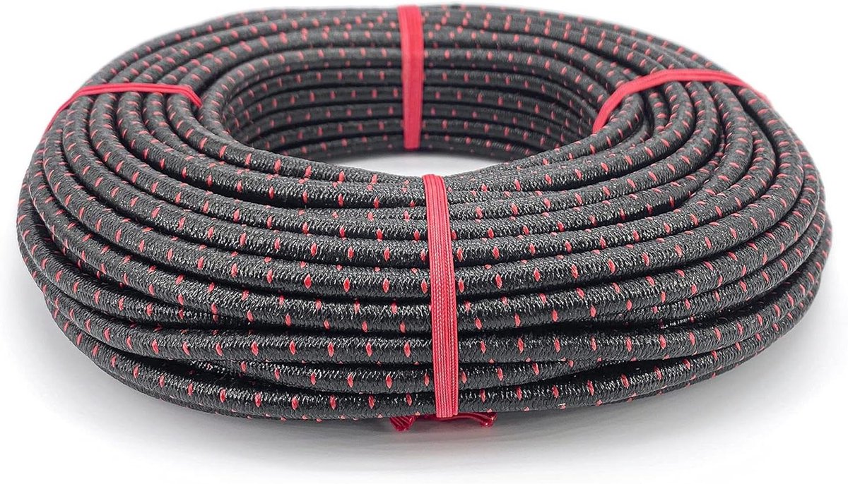 Elastisch Koordrol - Bungee Touw - Buiten Bevestigen - Hoge Breeksterkte - 6mm Diameter - Zwart