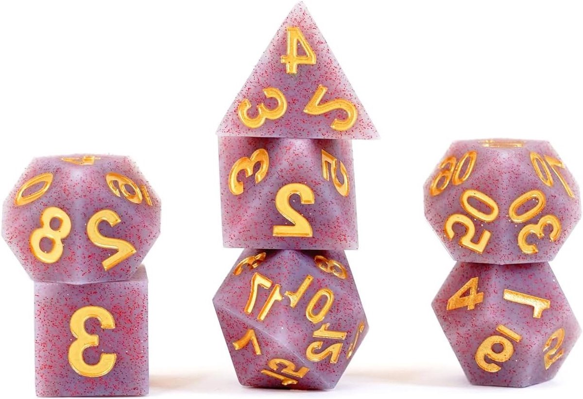 Veelvlaks Dobbelstenen - RPG Set - Spelavontuur - Siliconen Rubber - 16mm 7 Stuks - Zwart