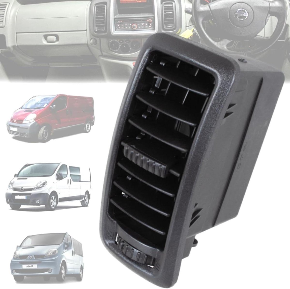Ventilatie rooster - Airco rooster - Auto interieur - Dashboard midden - 15 x 12 x 8 cm - Zwart