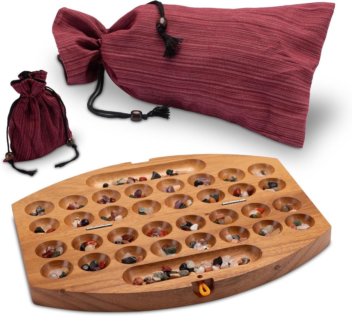 Reisspel - Strategie spel - Twee spelers - Houten design - 25 x 30 cm - Bruin