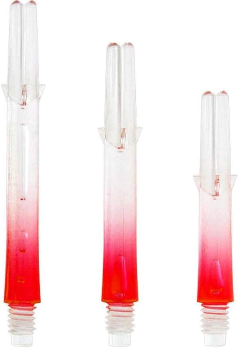 Dart Shafts - Shaft Set - Darts Spelen - Tweekleurig Gradient Design - Medium Lengte - Transparant Rood