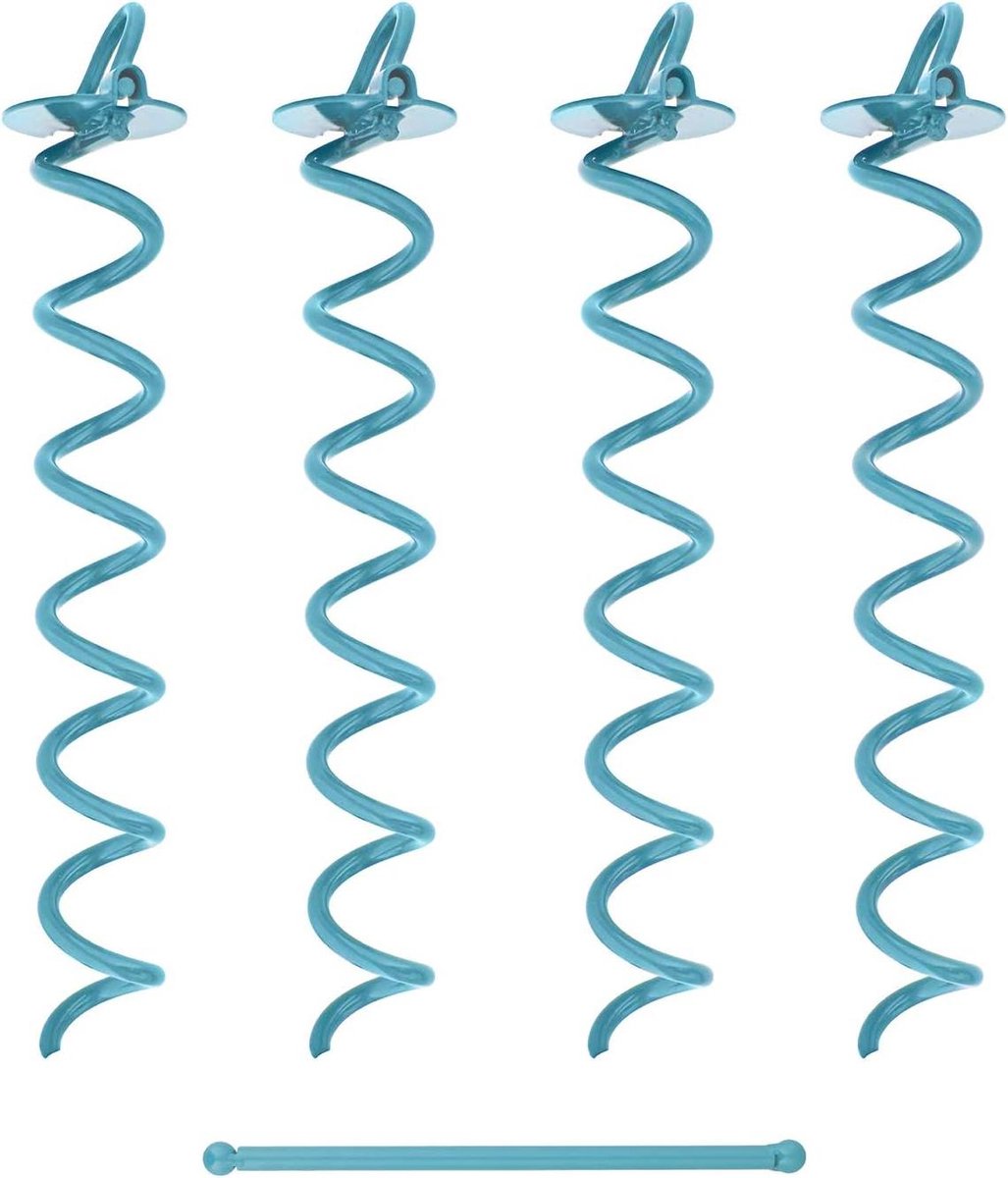 Grond Ankers - Tent Stakes - Buiten Beveiligen - Spiraal Ontwerp - 16 Inch - Blauw