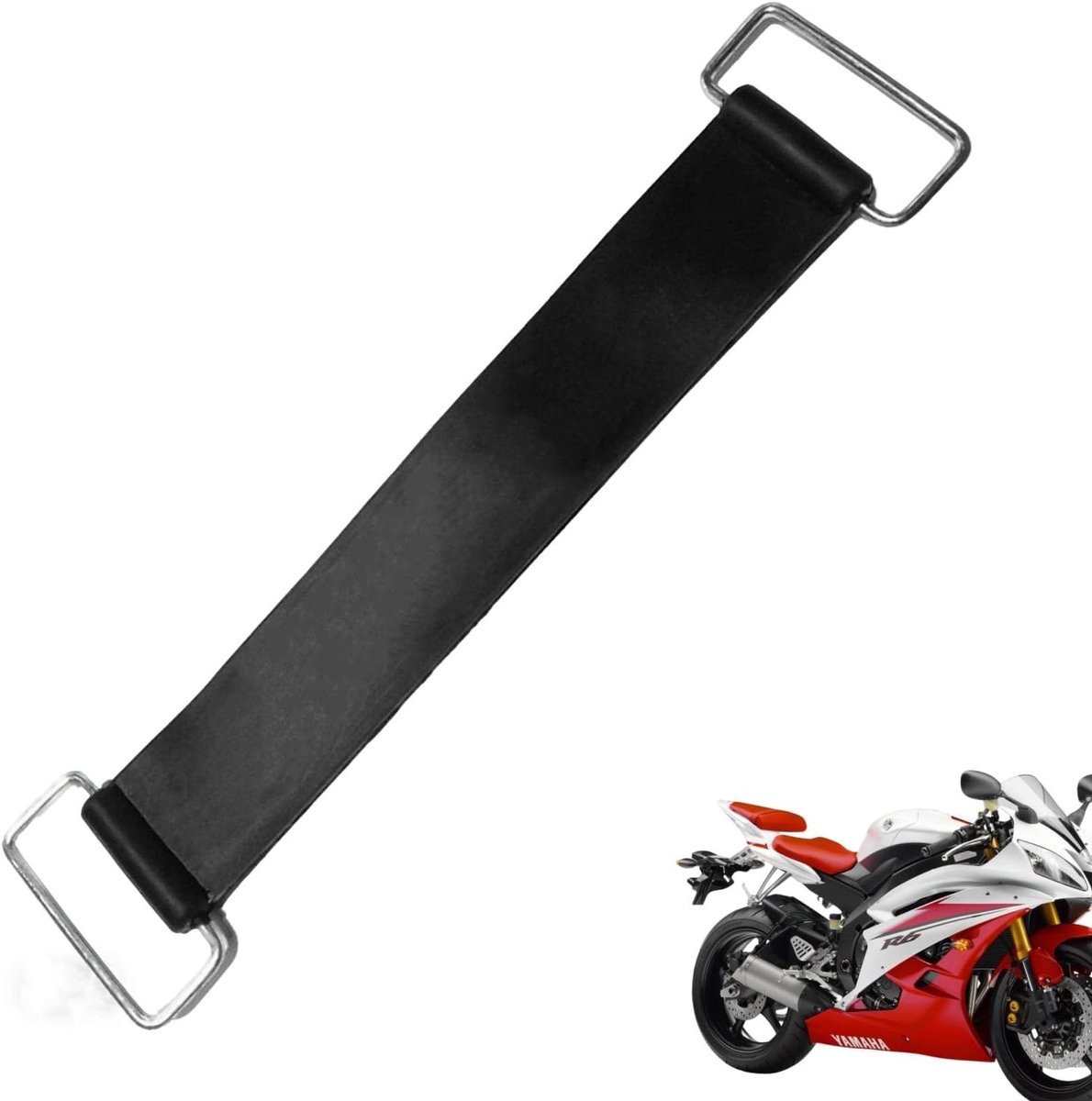 Rubberen batterijband - Motorfiets riem - Accu vastzetten - Super elastisch - 17.5 x 2.5 cm - Zwart