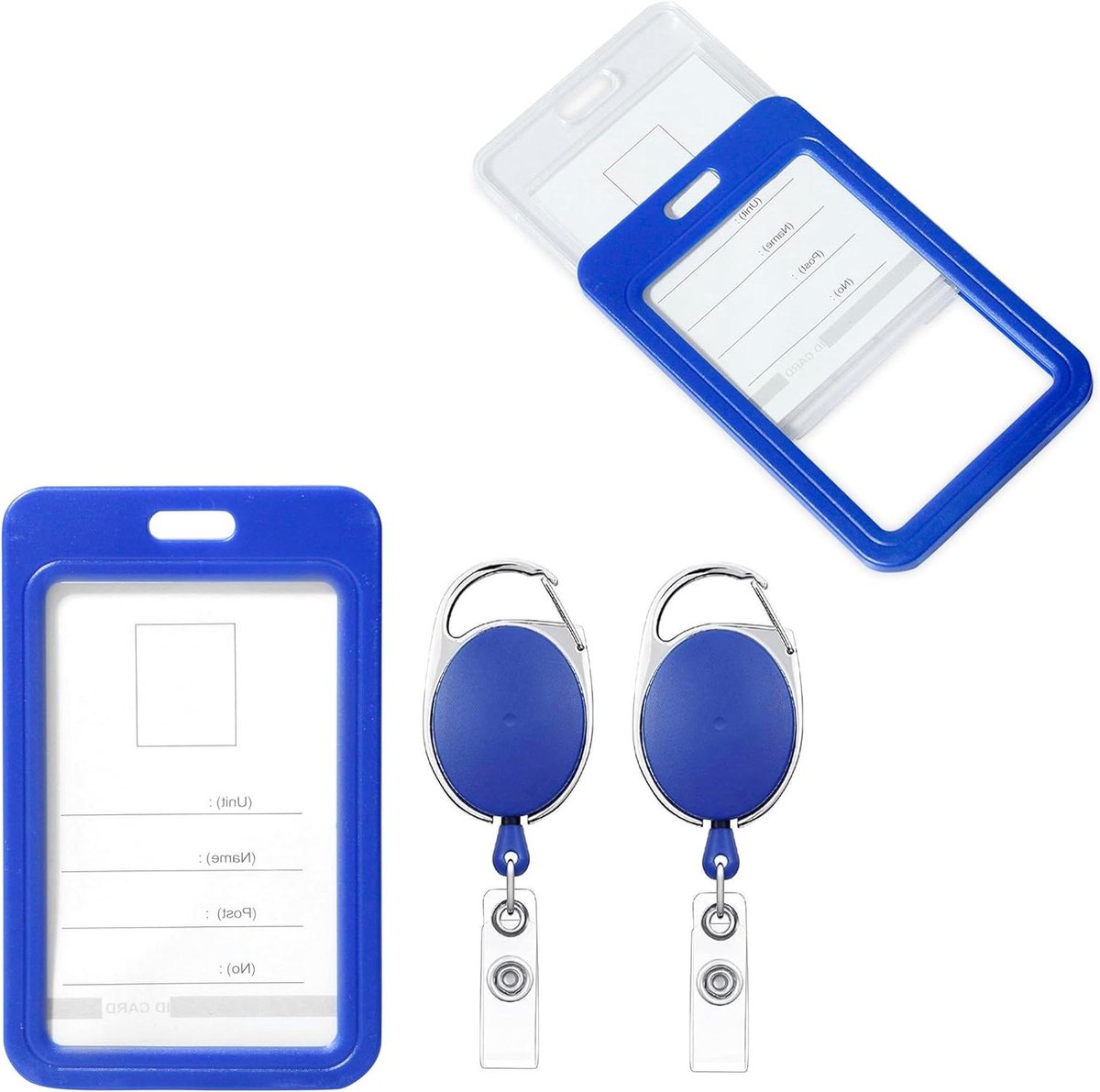 Badgehouder Set - Kaarthouder - Veilige Toegang - Uitschuifbare Reel - 2 Stuks - Blauw