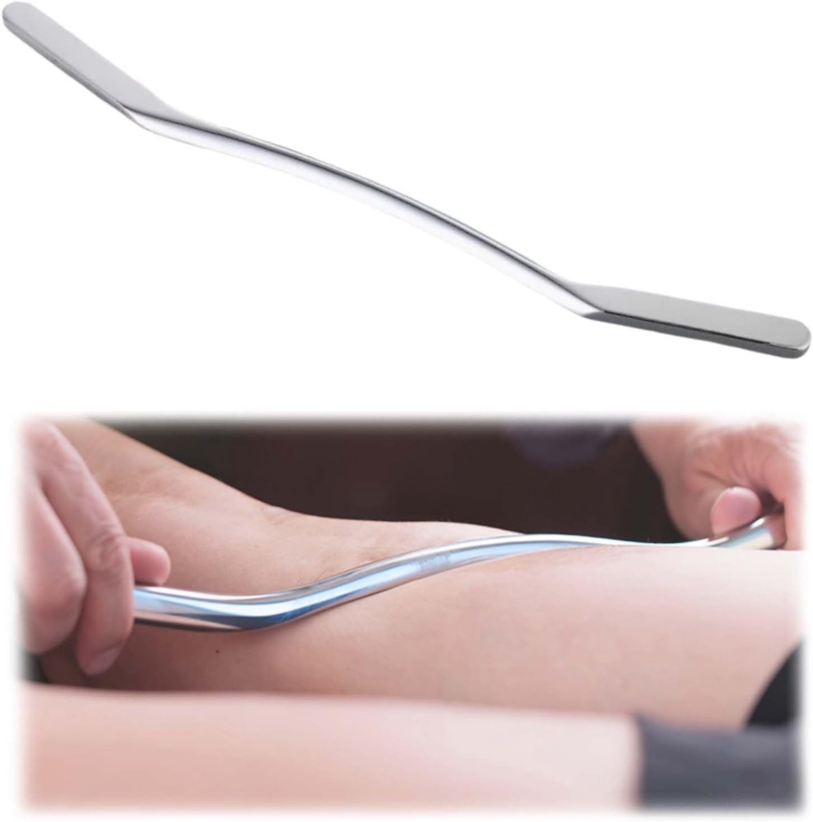 Muscle Fascia Scraper voor Gua Sha Therapie, RVS Massage Tool, 8 mm, Verminder Spierpijn en Verbeter Doorbloeding met Acupunctuur Massage