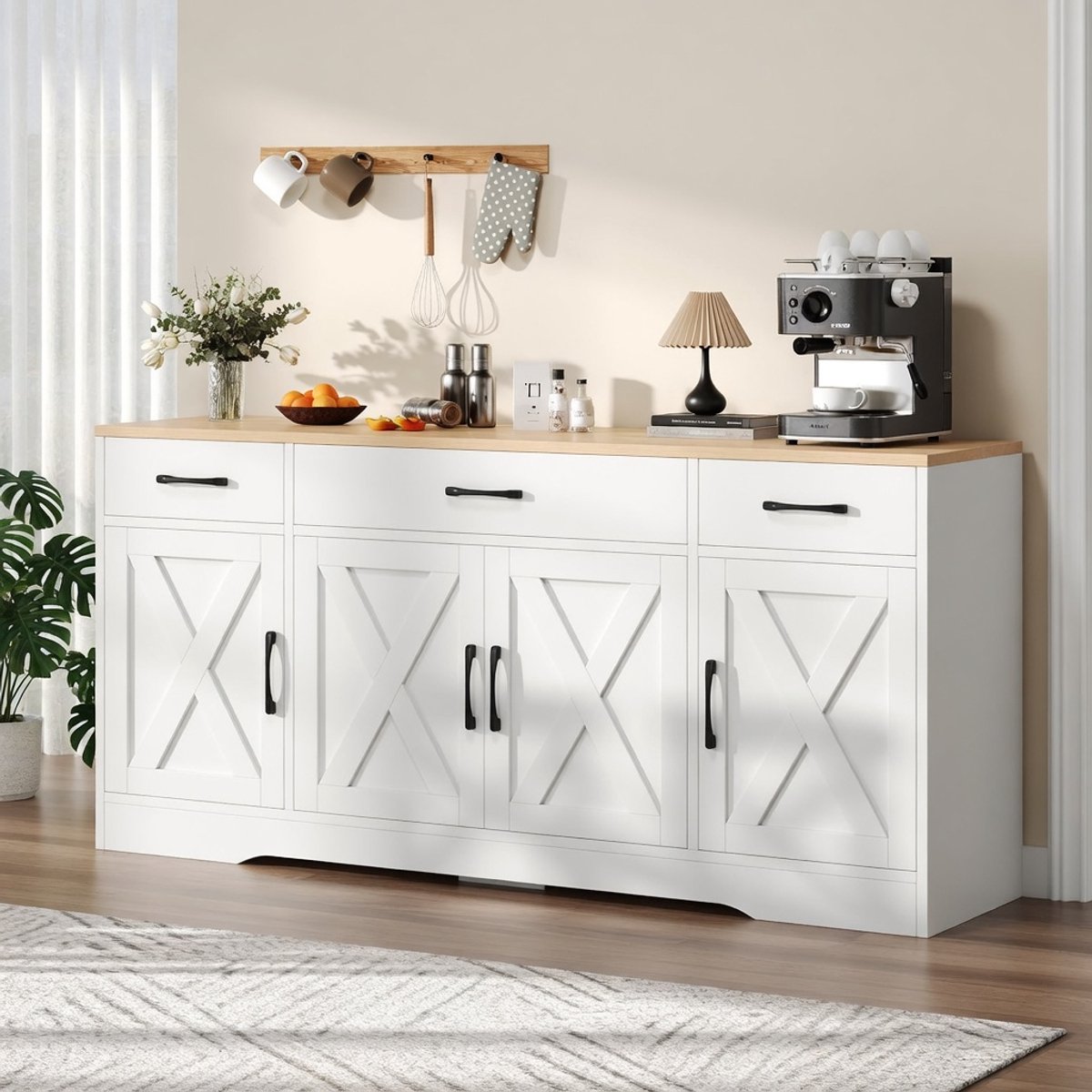 Luxe Opbergkast – Wit – 160x37x75 cm – Industrohome