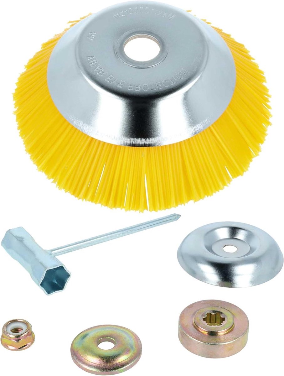 Onkruidborstel Nylon - Onkruidverwijderaar Bosmaaier - Terrassen Reinigen - Inclusief Accessoireset - 826 Gram - Zilver