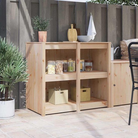 Buitenkeuken Kast - Opbergkast Tuin - Keuken Organiseren - Verstelbare Planken - 106 cm - Natuurlijk Hout — afbeelding 2