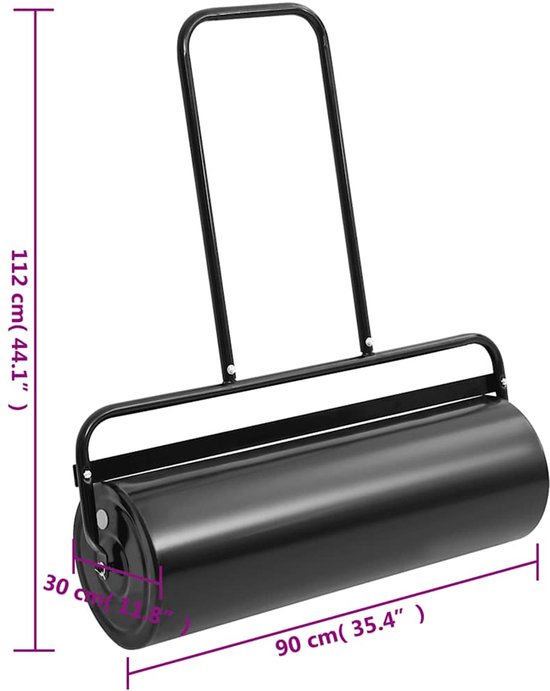 vidaXL Gazonroller - Grote inhoud - Duurzaam ijzer - Handig handvat - Ronde randen - Eenvoudig op te bergen - Ø 30 x 90 cm - 63 L - Gazonwals van VidaXL — afbeelding 2