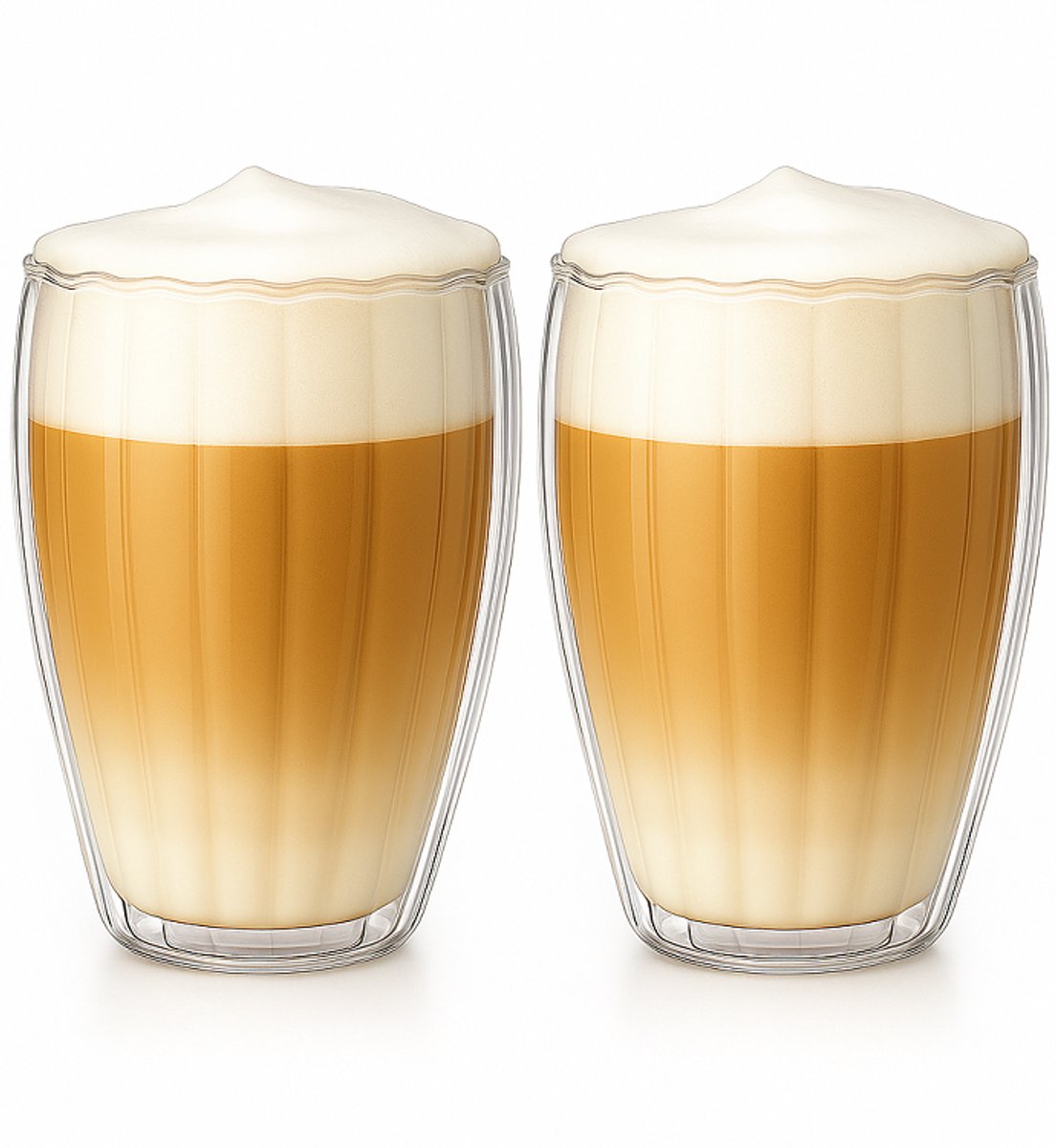 Cookinglife Dubbelwandige Latte Macchiato Glazen Pumpkin - Koffieglas / Theeglas - Double Wall Glass - Glas Transparant - Vaatwasserbestendig - 300 ml, 2 Stuks