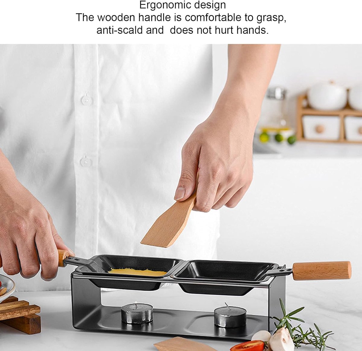 Kaas Smelter Set - Mini Grill Pan - Snacks Bereiden - Snelle Opwarming - 2 Pannen - Zilver — cadeau in Kookcadeaus - foto 2