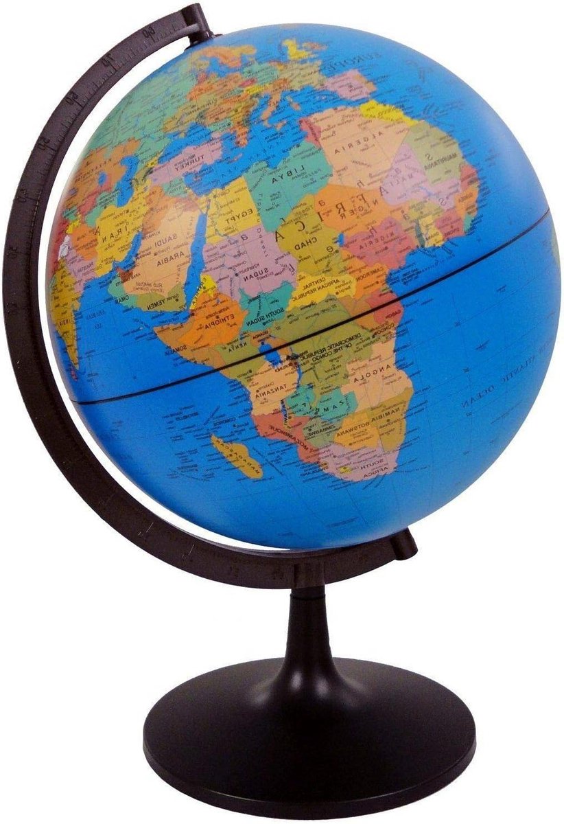 Wereldbol Draaibaar - Aardbol Atlas - Educatief Ontdekken - Kleurrijk Land Overzicht - 32cm Diameter - Meerkleurig
