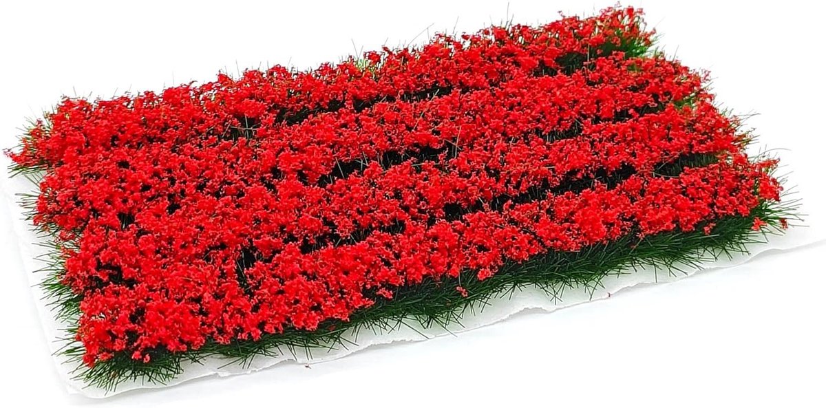 Gras Tuft - Miniatuur Gras - Landschap Bouwen - Realistisch Uiterlijk - 116x60mm - Rood
