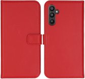 Selencia Hoesje - Geschikt voor Samsung Galaxy A34 (5G) - Echt Lederen Bookcase - Rood