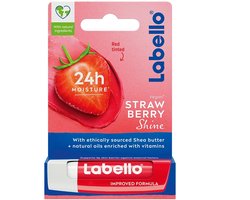 Labello Strawberry Shine lippenbalsem met aardbeiengeur en rode glans