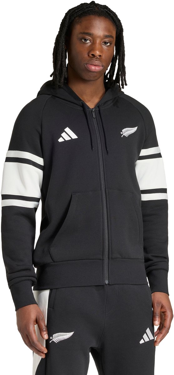 Adidas Performance New Zealand Rugby Leisurewear Hoodie Met Lange Ritssluiting Heren Zwart
