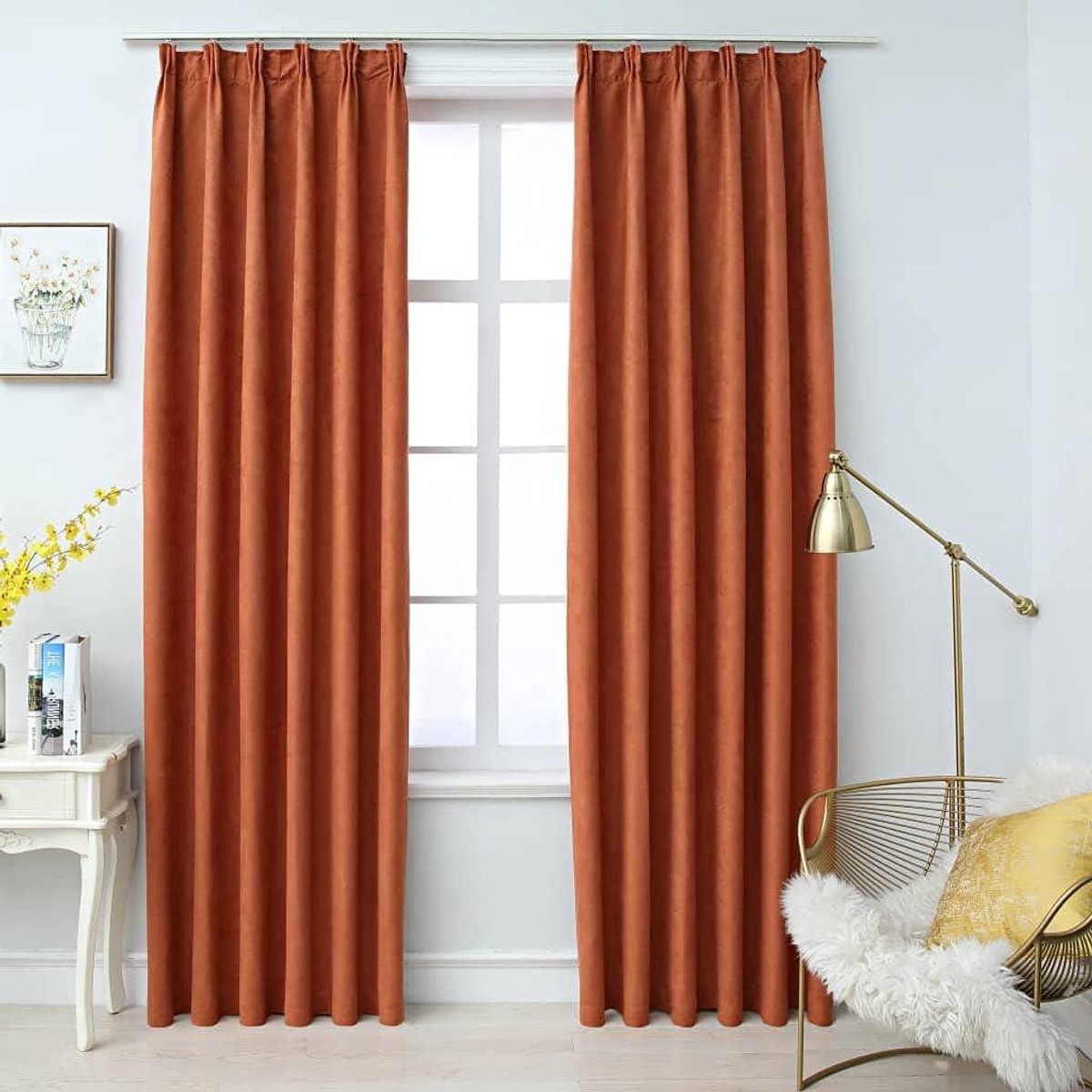 Verduisteringsgordijnen 2 stuks - Privacy gordijnen - Slaapkamer verduisteren - Wasbaar materiaal - 140 x 245 cm - Roestbruin