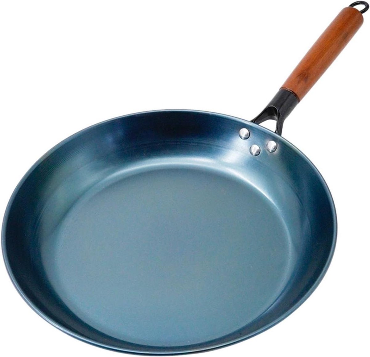 Gietijzeren Koekenpan - Koekenpan Koekepan - Koken en Bakken - Chemisch Vrije Pan - 32CM - Blauw