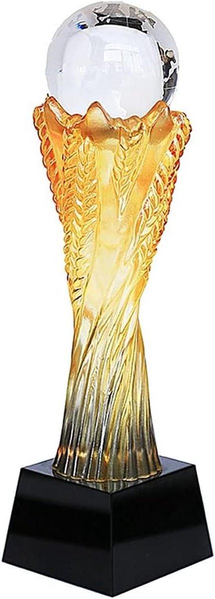 Glazen Trofee - Kampioen Beker MVP - Sport Wedstrijd Prijs - Gekleurde Glazuur - 8x8x30cm - Geel