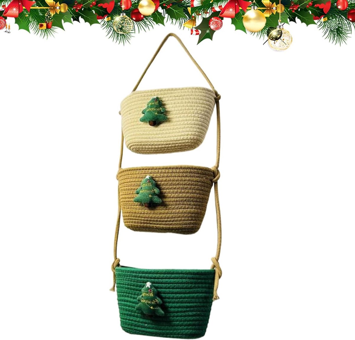 Opbergmand Deur - Hangende Organizer - Ruimte Besparen - Drielaags Ontwerp - 73 cm Hoog - Groen