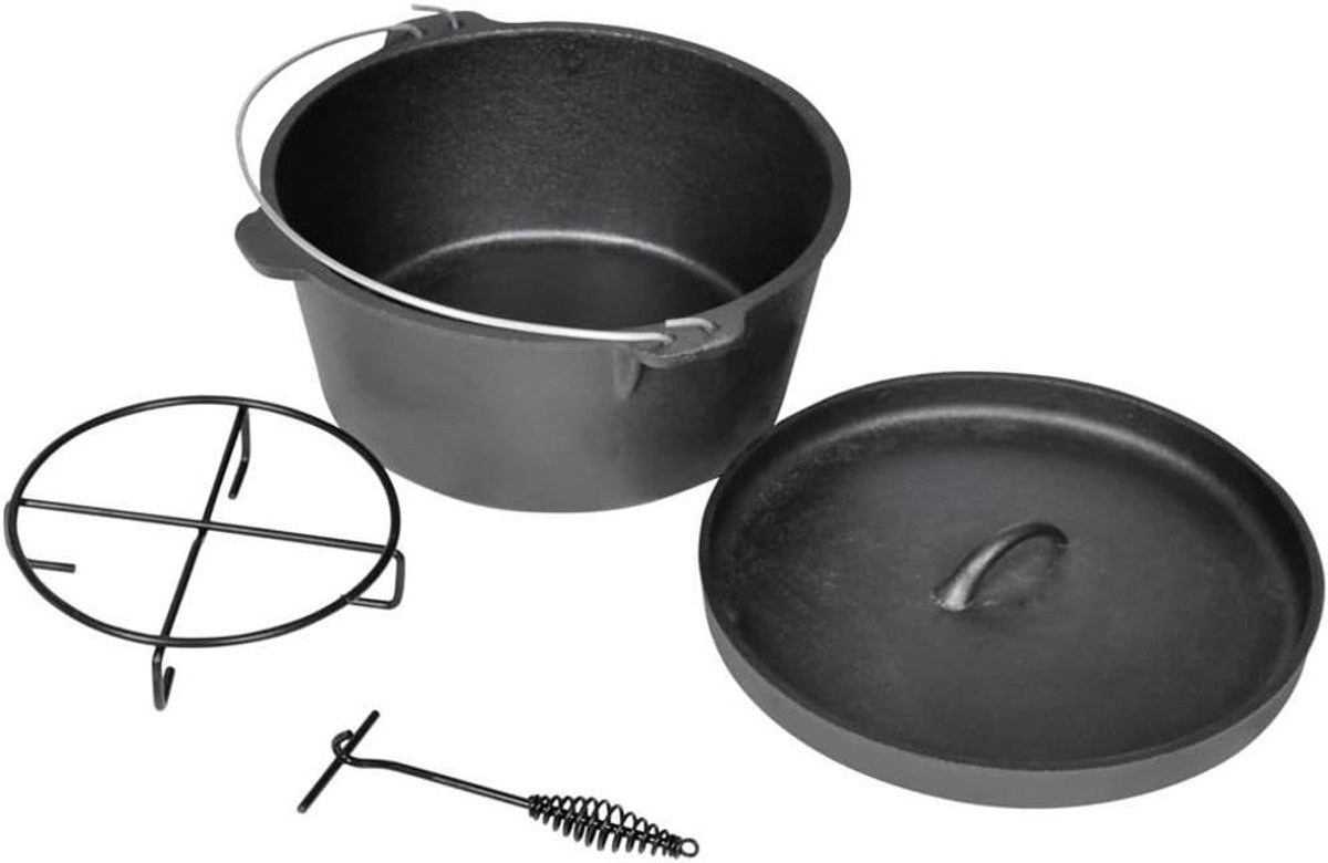 Kookpan Gietijzer - Braadpan met deksel - Langzaam Garen - Ovenbestendig - N.v.t. - Zwart