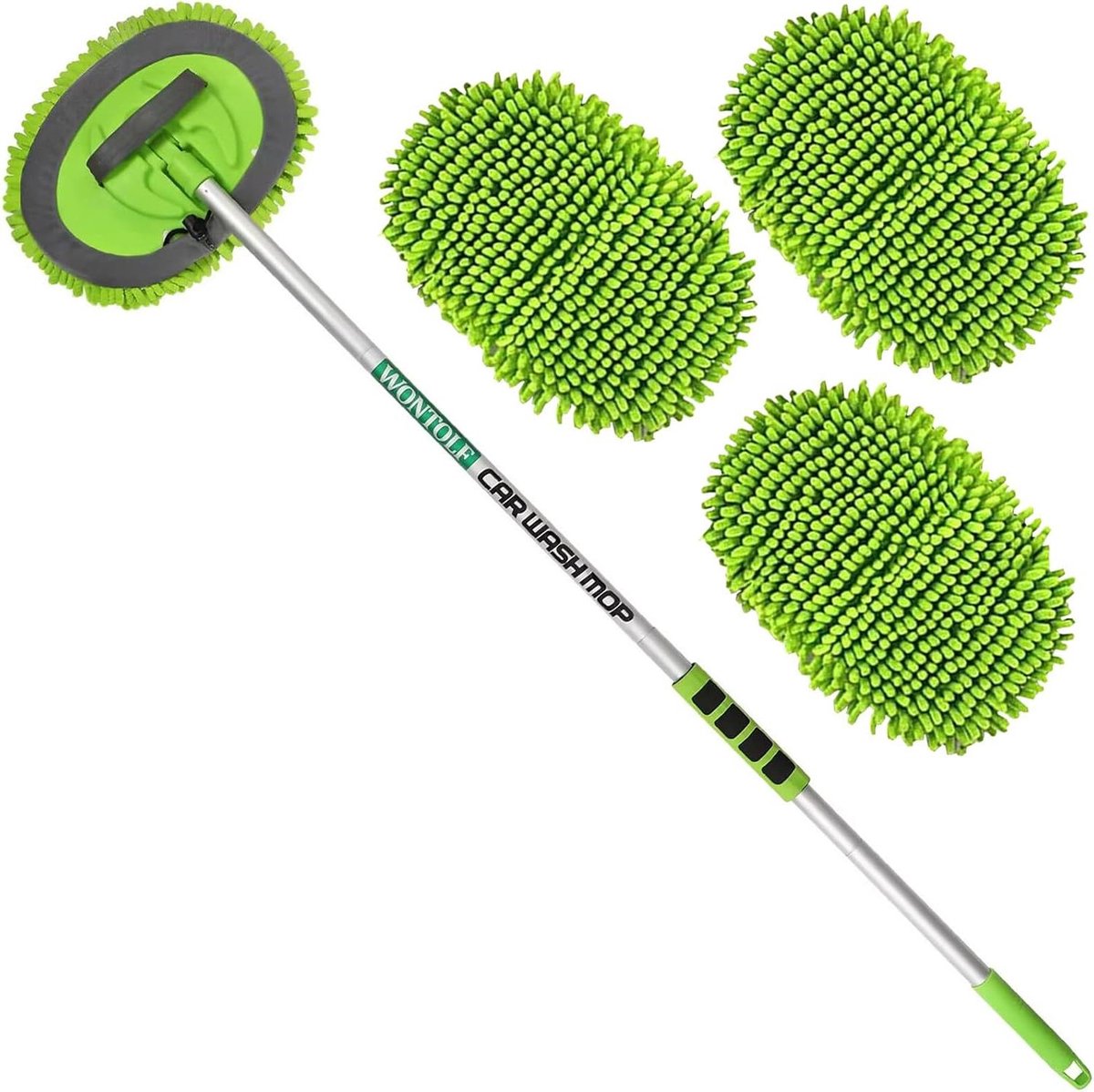 Wasstraat Borstel - Auto Was Mop - Auto Reinigen - Krasvrije Chenille Kop - 62 inch - Groen