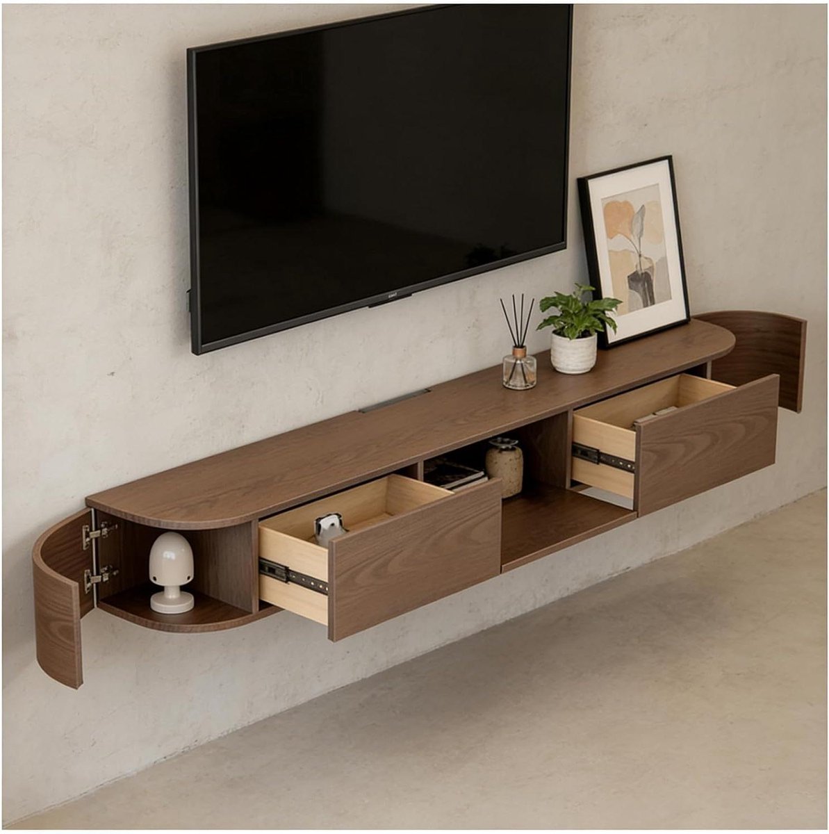 Tv-kast - Tv-meubel Televisietafel - Woonkamer Organiseren - Zwevend Montagesysteem - 160x30x20cm - Walnootbruin