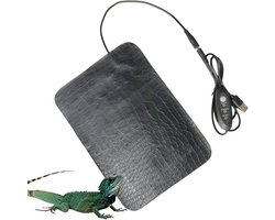 Warmtemat Reptielen - Terrarium Verwarming - Klimaatbeheersing Terrarium - 3 Temperatuurstanden - 23 x 16 cm - Zwart