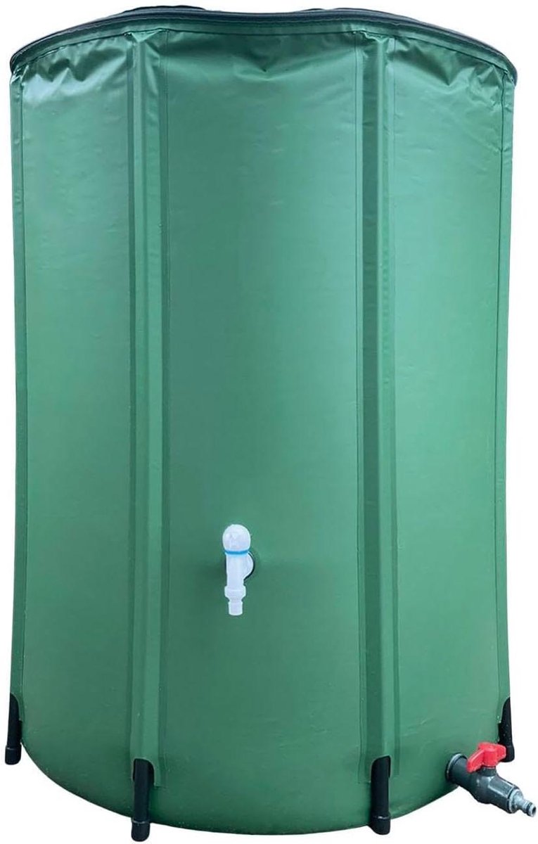 Regenwateropvangvat - Wateropslagtank Regencollector - Tuin Bewateren - Met Gaasdeksel - 100-750L - Donkergroen