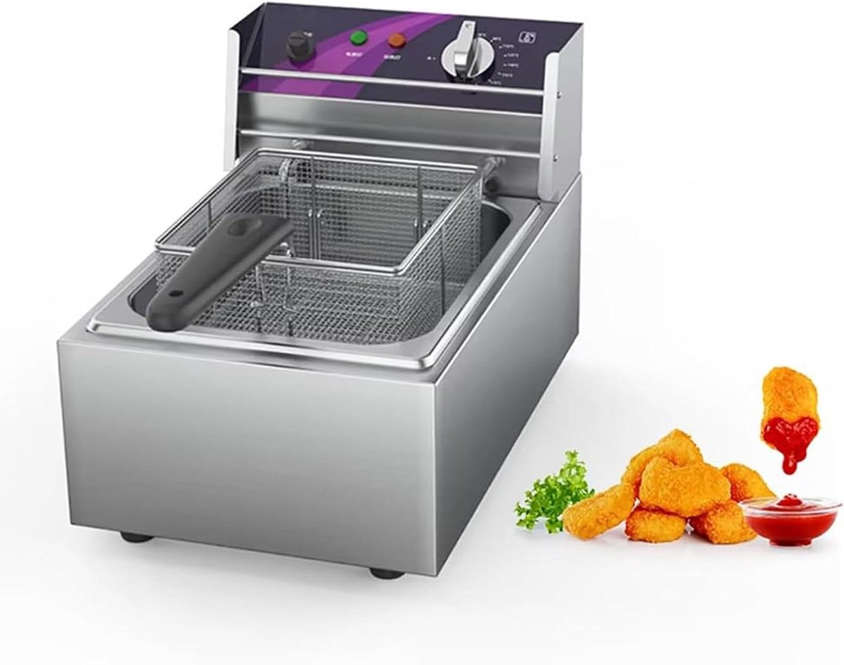 Elektrische Frituurpan - Friteuse Keuken - Lekker Frituren - Roestvrij Staal - 10L - Zilver