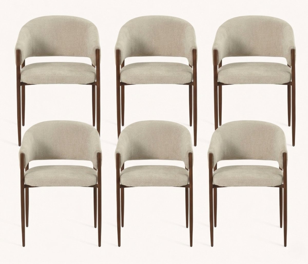 Eetkamerstoel Luana- set van 6 - Beige- Scandinavisch Design- Zetelsenbedden Tafel en Stoel