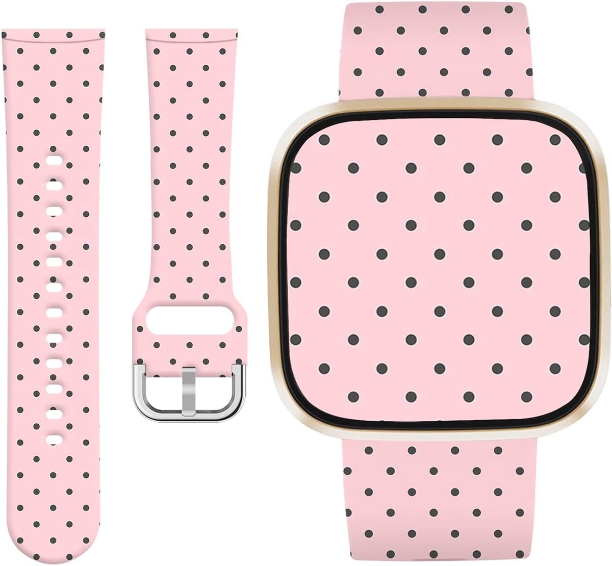 Zachte Siliconen Polka Dot Horlogeband voor Fitbit Versa 4, 3, Sense en Sense 2 - Stijlvolle en Comfortabele Armband voor Dames en Heren