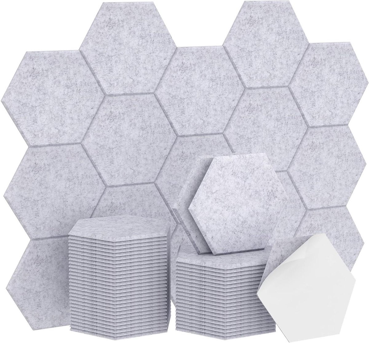 Akoestische Panelen - Geluidsisolatie Muur - Studio Geluid - Hoge Dichtheid - 48 Pak - Lichtgrijs