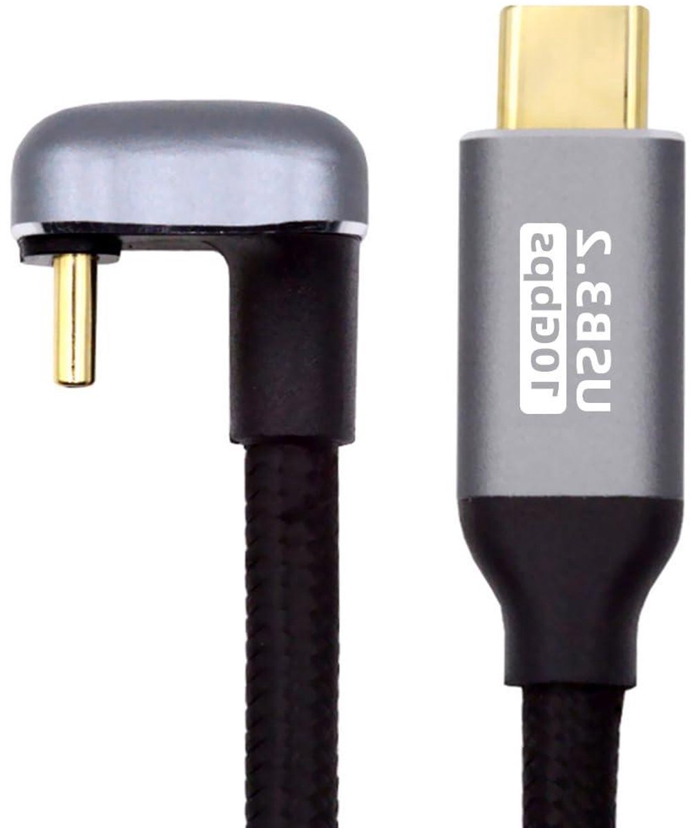 USB C Kabel - Type C - Snelle Data Transfer - 90 Graden Hoek - 0.5 Meter - Zwart