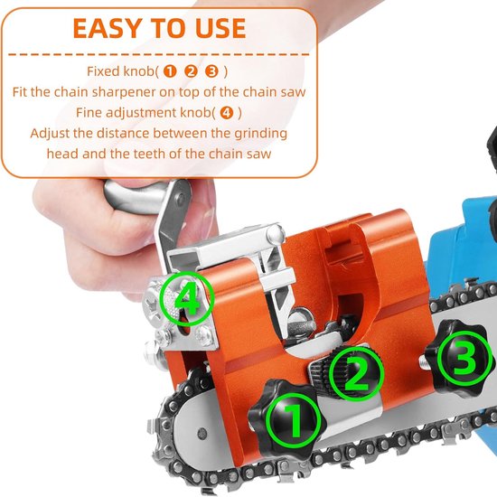 Kettingzaag Slijpmachine - Handgedraaide Slijper - Ketting Slijpen - Draagbaar Ontwerp - 3 Slijpkoppen - Metaal — afbeelding 5