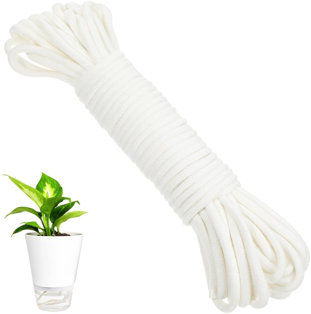 Katoenen Touw - Plantensysteem lont - Planten Zelf Water Geven - Absorberend Wicking Koord - 20 Meter - Wit