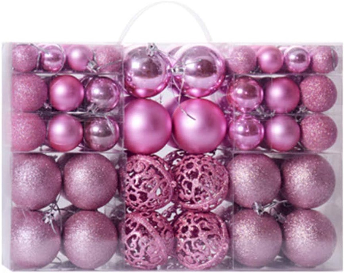 Kerstballen Set - Decoratie ballen - Kerstboom versieren - Onbreekbaar materiaal - 100 stuks - Paars – foto 6