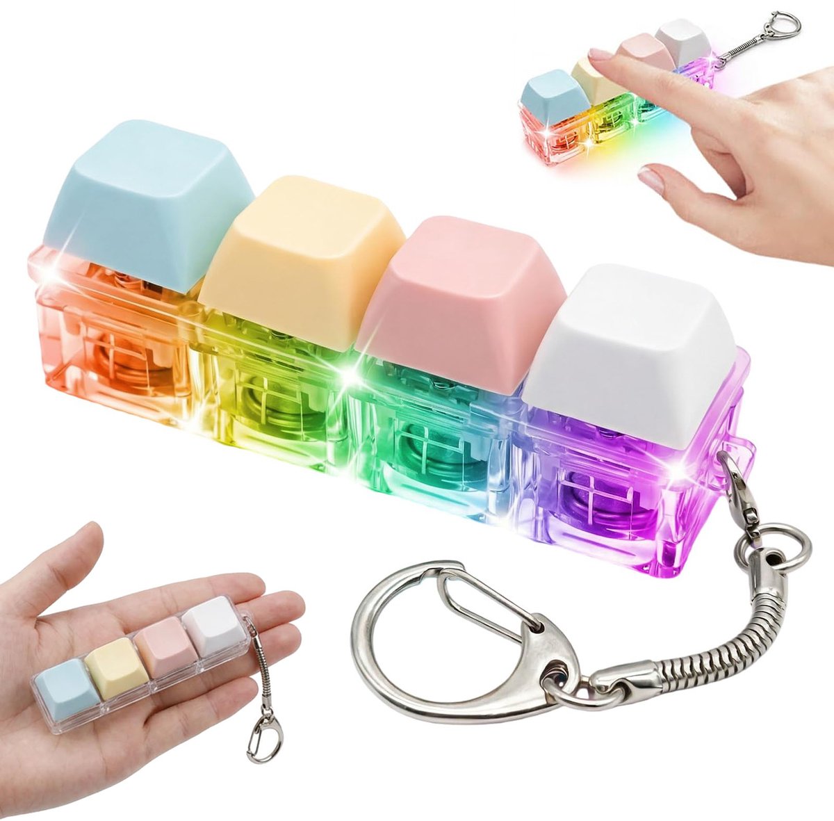 Keyboard Fidget Toy - Toetsenbord fidgetspeelgoed,knop vinger clicker sleutelhanger 3-in-1 om stress angst voor volwassenen te verlichten